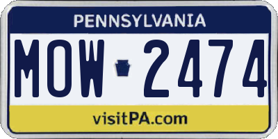 PA license plate MOW2474