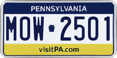 PA license plate MOW2501