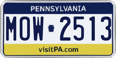 PA license plate MOW2513