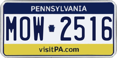 PA license plate MOW2516