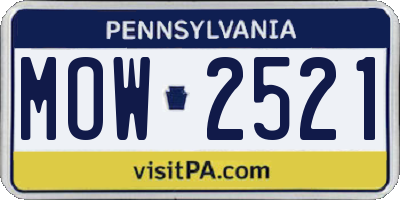 PA license plate MOW2521