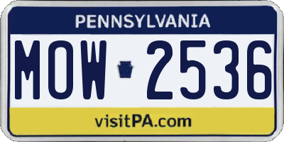PA license plate MOW2536