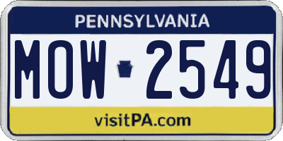 PA license plate MOW2549