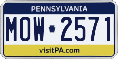 PA license plate MOW2571