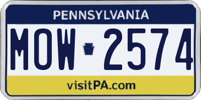 PA license plate MOW2574