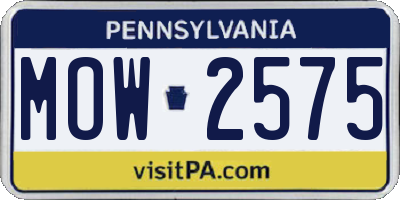 PA license plate MOW2575