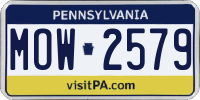 PA license plate MOW2579
