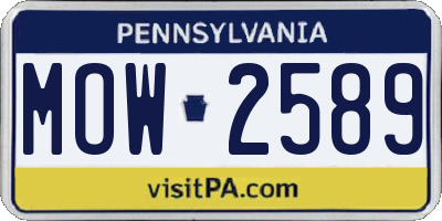 PA license plate MOW2589