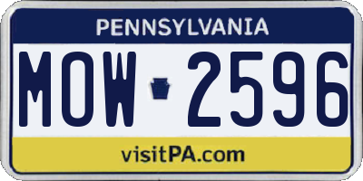 PA license plate MOW2596