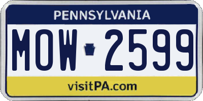 PA license plate MOW2599