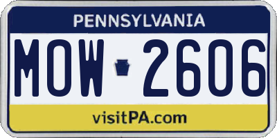 PA license plate MOW2606