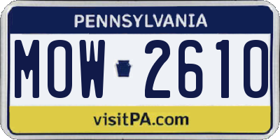 PA license plate MOW2610