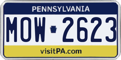 PA license plate MOW2623