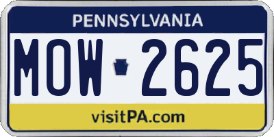 PA license plate MOW2625