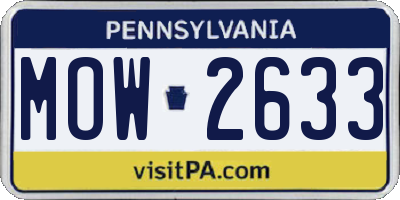 PA license plate MOW2633