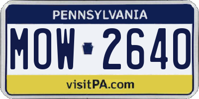 PA license plate MOW2640