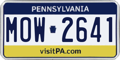 PA license plate MOW2641