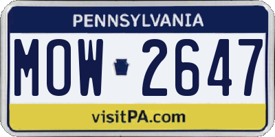 PA license plate MOW2647