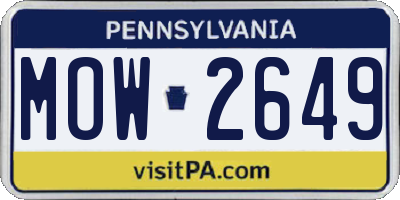 PA license plate MOW2649