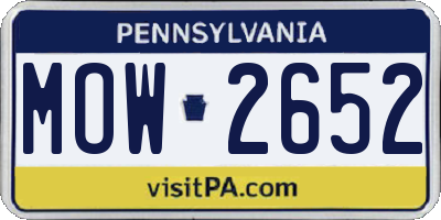 PA license plate MOW2652