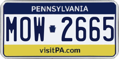 PA license plate MOW2665