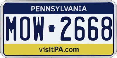 PA license plate MOW2668