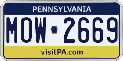 PA license plate MOW2669
