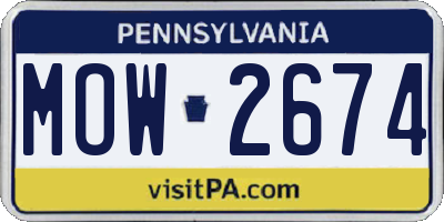PA license plate MOW2674