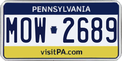 PA license plate MOW2689
