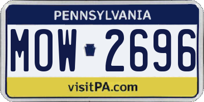 PA license plate MOW2696