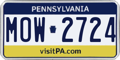 PA license plate MOW2724