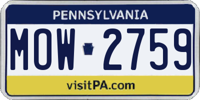 PA license plate MOW2759