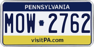PA license plate MOW2762