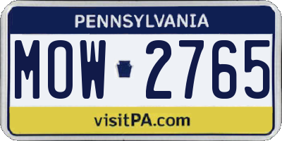 PA license plate MOW2765