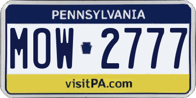 PA license plate MOW2777