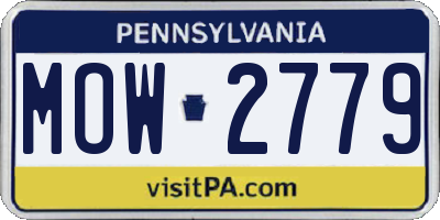 PA license plate MOW2779