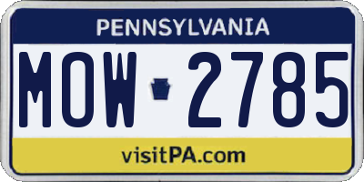 PA license plate MOW2785