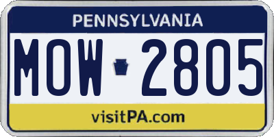 PA license plate MOW2805