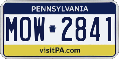 PA license plate MOW2841