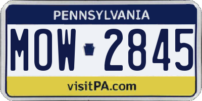PA license plate MOW2845