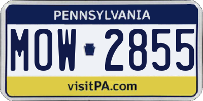 PA license plate MOW2855