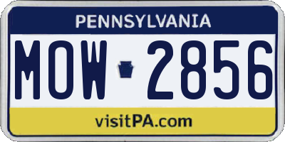 PA license plate MOW2856