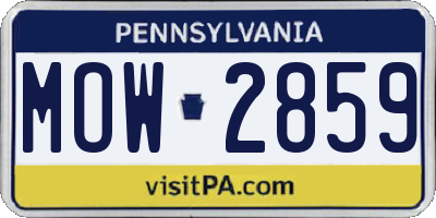 PA license plate MOW2859