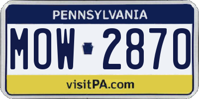 PA license plate MOW2870