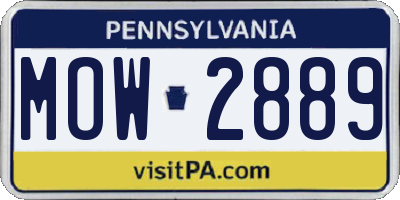 PA license plate MOW2889