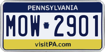PA license plate MOW2901