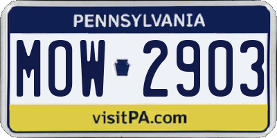 PA license plate MOW2903