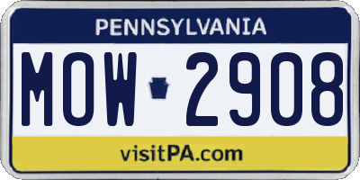 PA license plate MOW2908
