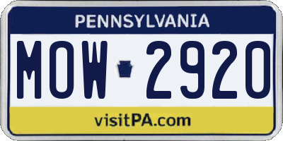 PA license plate MOW2920
