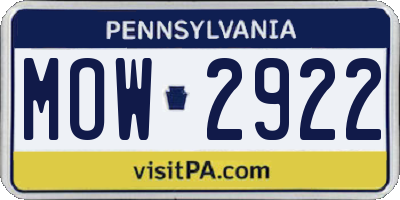PA license plate MOW2922